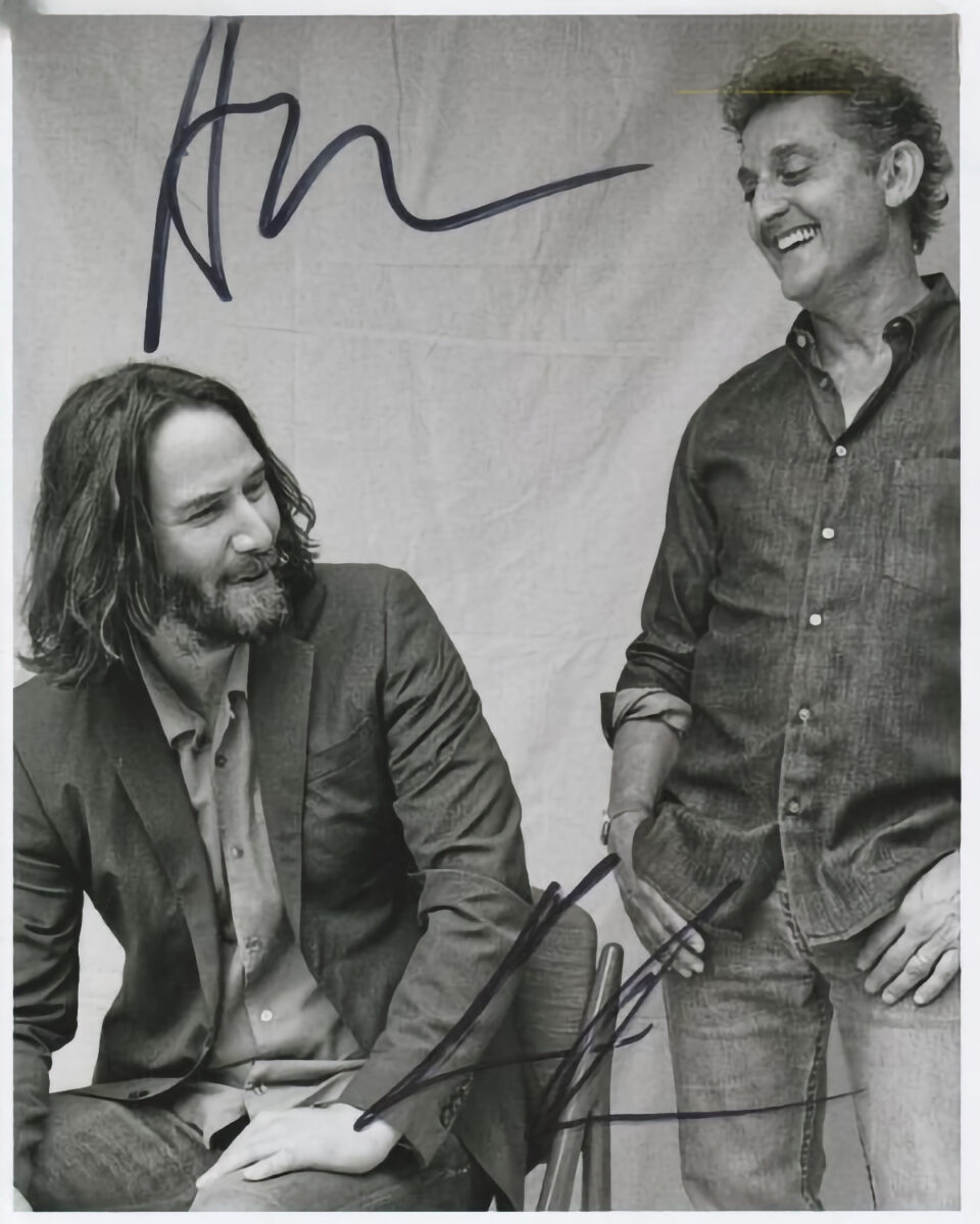 Keanu Reeves and Alex Winter signed "Waiting for Gadot" Broadway play 8x10 photo